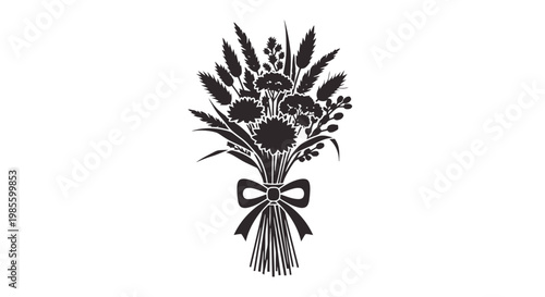 Black and White Illustration of Wheat Sheaf.