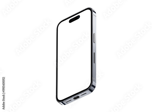 Modern Smartphone Mockup Isolated on White Background - Floating Isometric View