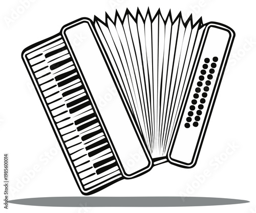 Accordion Illustration Black and White Musical Instrument Folk Music Classical Music Entertainment Concert Hall Orchestra