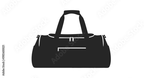Black Duffle Bag with Handles and Zipper.
