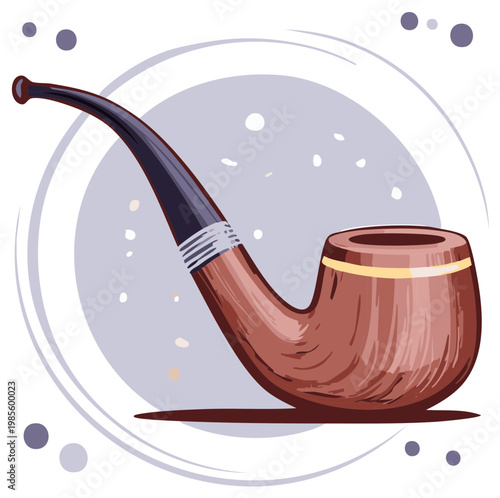 Classic wooden smoking pipe with dark mouthpiece and decorative band