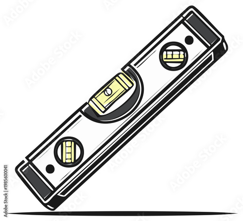 Cartoon level tool, construction measuring equipment for carpentry and building, hand tool for builders and handymen