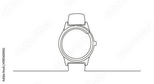 Minimalist Line Art Drawing of a Classic Wristwatch