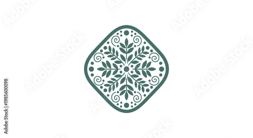 Green Diamond Shape Floral Pattern Design.