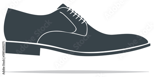 Classic dark gray men's laced dress shoe vector illustration for formal business elegant footwear design