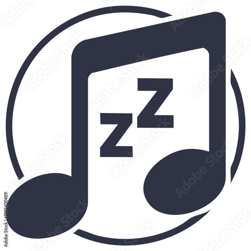 Sleep Music and Lullaby Icon with Musical Note and Zzz Symbol for Relaxation