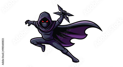 Stealthy assassin throwing weapon silhouette illustration