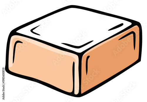 Cartoon bar of soap simple illustration hygiene product rectangular shape cleaning washing body care