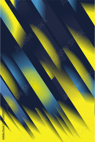 Abstract Geometric Diagonal Stripes Background With Neon Yellow And Deep Blue Gradient For Modern Design