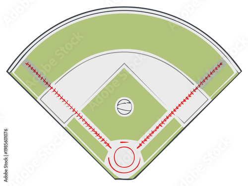 Stylized Baseball Field Schematic Showing Home Plate Bases and Diamond Layout