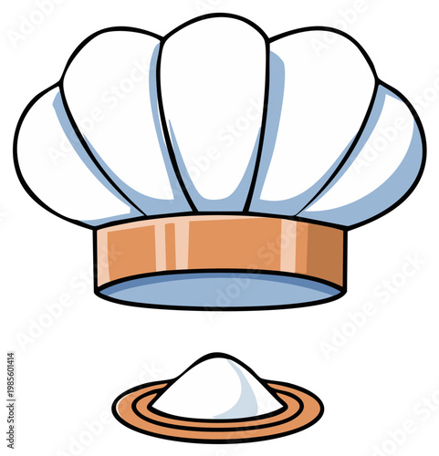 Cartoon Chef Toque Hat and a Pile of Salt or Sugar Ingredient