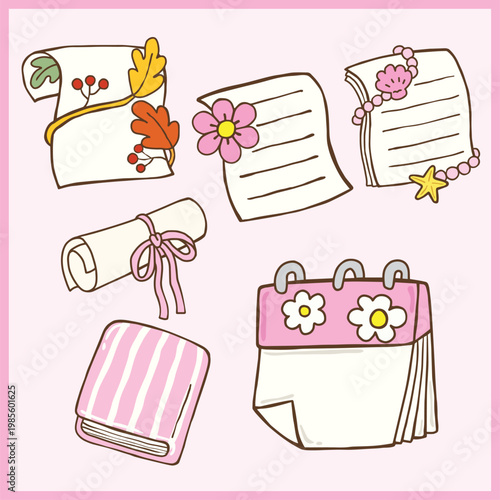 Hand drawn Note with Autumn Leaves Hand Drawn