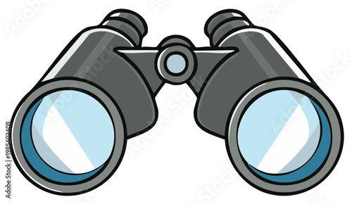 Illustration of binoculars for observation, viewing, and looking far away