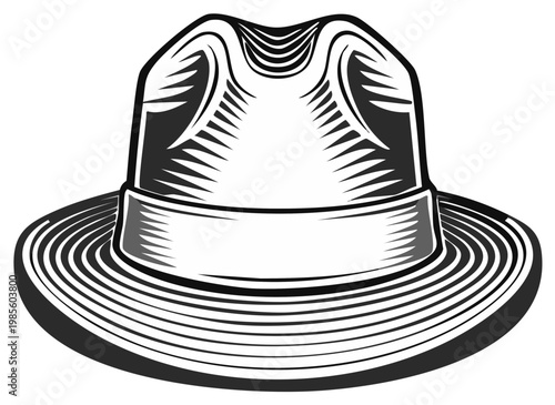 Retro Fedora Hat Illustration Classic Gangster Style Headwear Accessory Vintage Fashion Element