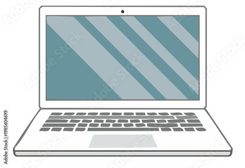 Modern white laptop computer device illustration for technology and communication