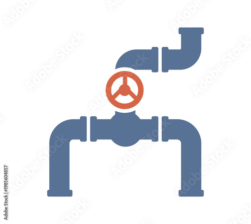 Industrial Pipeline Valve Flat Icon — Water Gas Pipe System Engineering Vector Illustration