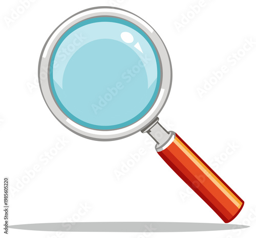 Bright cartoon magnifying glass vector illustration for search, analysis, investigation, and discovery