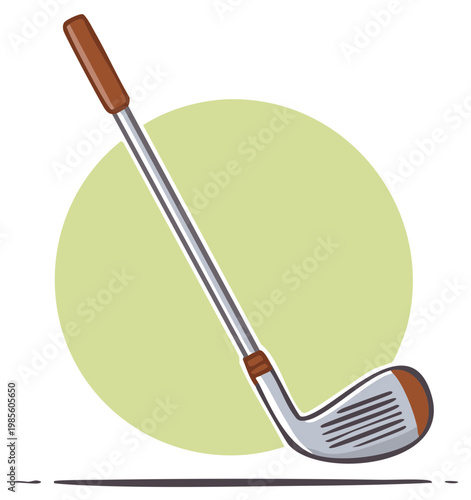 Stylized golf club illustration, sport equipment for golfers, vector icon of golf club