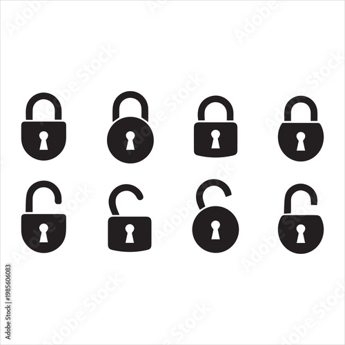 Locks icons set. Locked and unlocked lock. Collection icon of close and open lock. Lock and unlock simbol. Lock web icon set - stock vector.