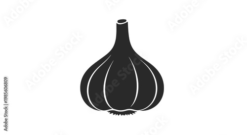 Black Garlic Bulb Illustration on White.