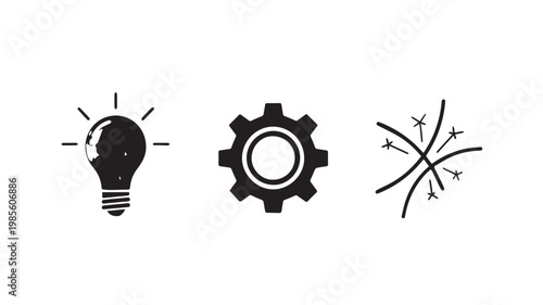 Innovation and creativity concept with lightbulb gear and lines