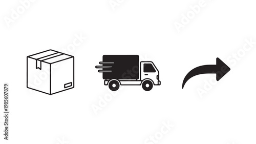 Delivery truck transporting a box