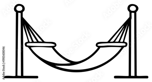 Minimalist Outline of a Hammock with Posts Ready for Relaxation in the Shade
