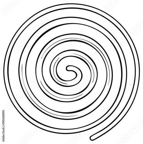 Abstract Spiral Line Art Design Element Circular Concentric Swirl Pattern in Black and White