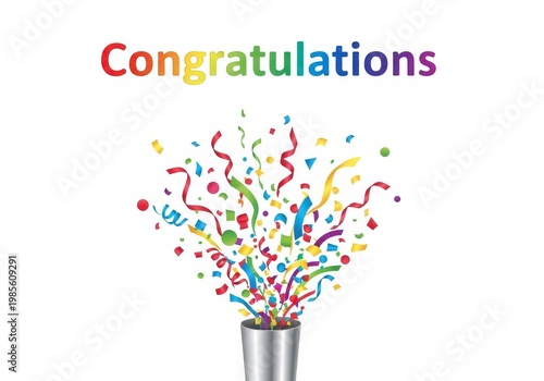 Colorful confetti bursting from a party popper celebrating a joyous occasion