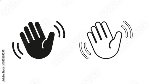 Vector illustration of two hand gestures with waving motion lines on a stock vector