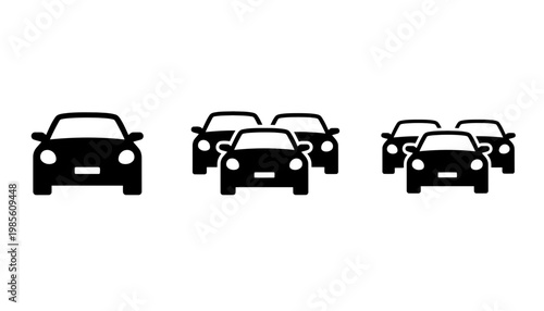 Collection of black car silhouettes on for design and editorial use in transportation and automotive concepts stock vector