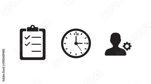 Time Management and Productivity Icons