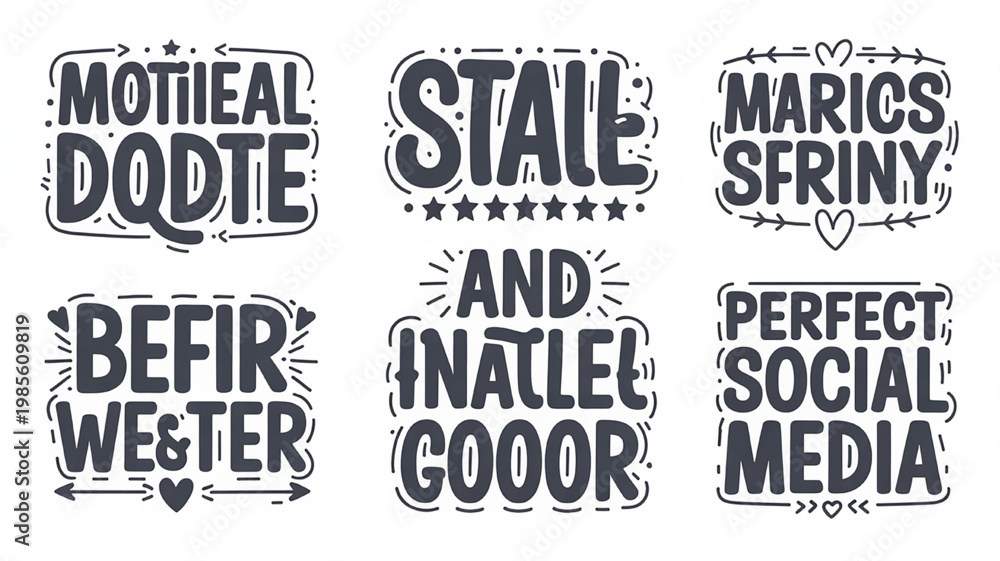 Fototapeta premium Collection of motivational and inspirational typography quotes hand-drawn lettering for social media posts and graphic design