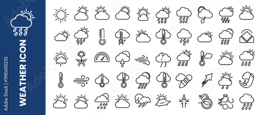 A collection of weather icons and symbols for forecasting
