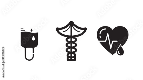 Medical symbols and icons for healthcare and wellness services