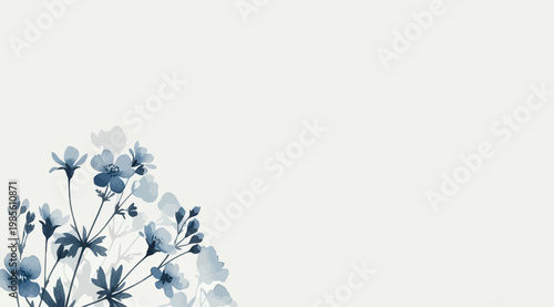 Watercolor blue flower bouquet illustration on light background