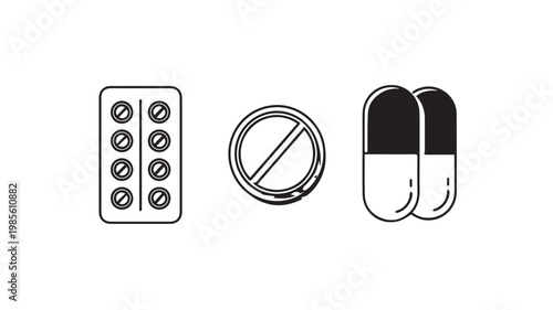 Medical pills and capsules illustration
