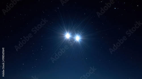 Night sky star astronomy cosmic constellation celestial galaxy universe starlight space darkness blue glowing twin pair sparkle twinkle abstract minimal background deep science mystery distant