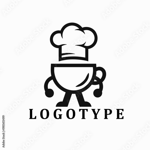 Chef Coffee Cup Logo Vector Illustration for Cafe and Restaurant Branding