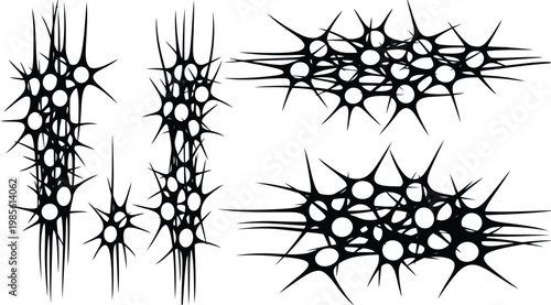 Abstract black organic spike shapes