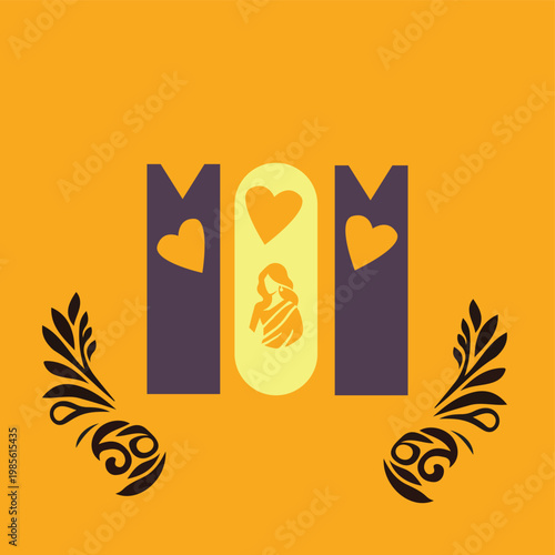 mom typography, mom calligraphy, T shirt design, asian logo, brand logo