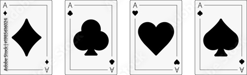 Ace of spades vector icon. Spade ace playing card. Playing cards symbols vector icon. Hearts, spades, diamonds and clubs symbol.