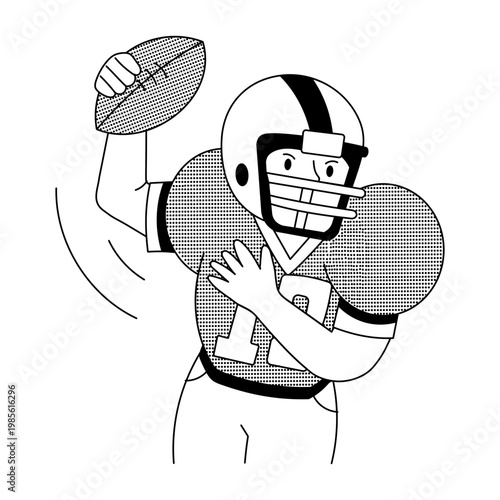 A doodle style illustration showing a player quarterback throwing 
