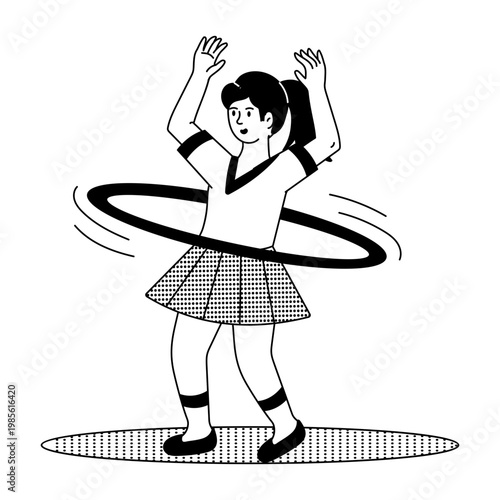 A doodle style illustration showing a hoop dancer 
