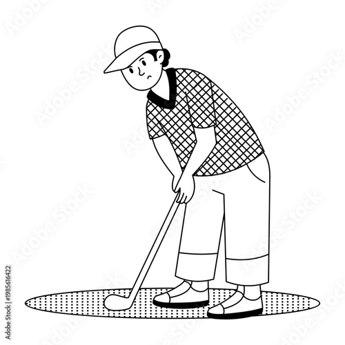 Sketchy style illustration showing a golf player 
