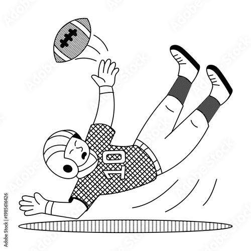 Sketchy style illustration showing a wide receiver catching football
