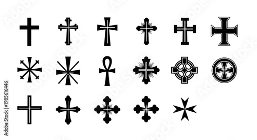 Collection of Christian Cross Symbols and Religious Icons