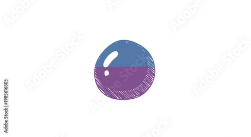 Purple and Blue Glass Marble Sphere.