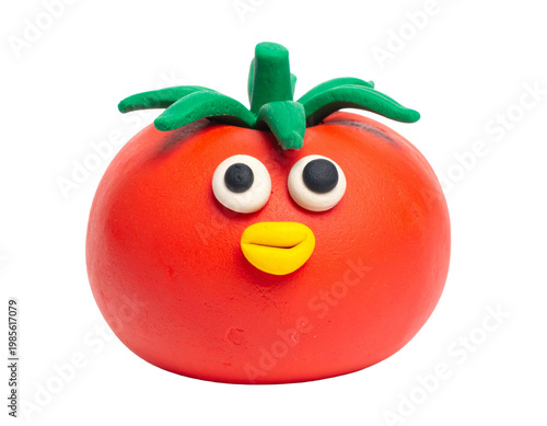 funny 3d play doh tomato with a smile isolated on transparent background