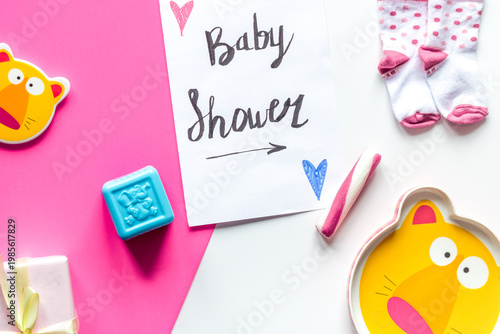 birth child baby shower concept boy or girl top view